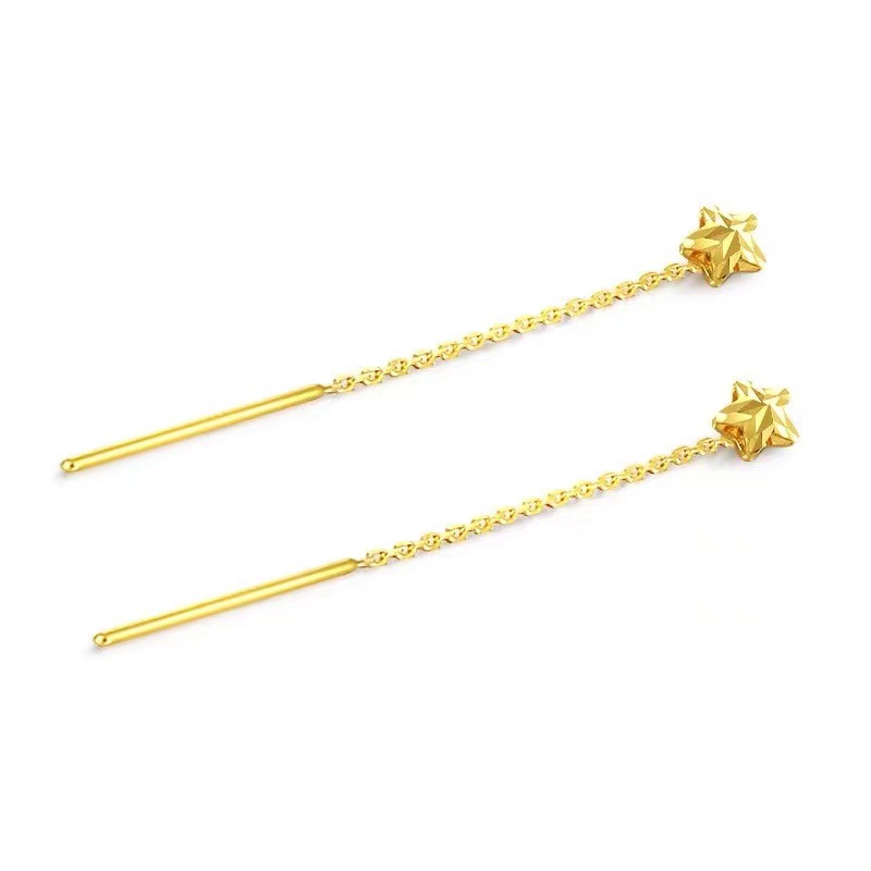 18K Gold Five-Star Ear Wire Au750 Gold Earrings Gold Store Small Gift Fashionable and Versatile Handmade Gift for Mom