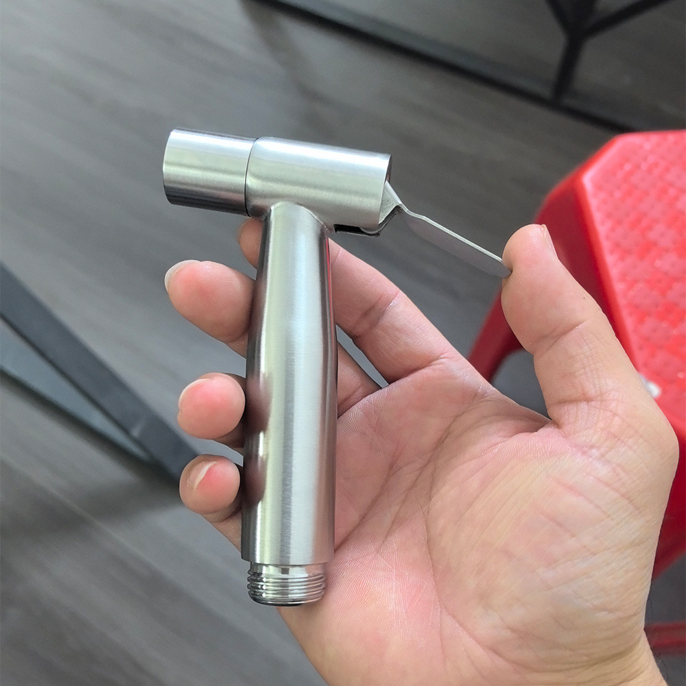 304 Stainless Steel Press-Free Spray Gun Pressurized High-Pressure Bidet Set Toilet Companion Handheld Lifting Nozzle