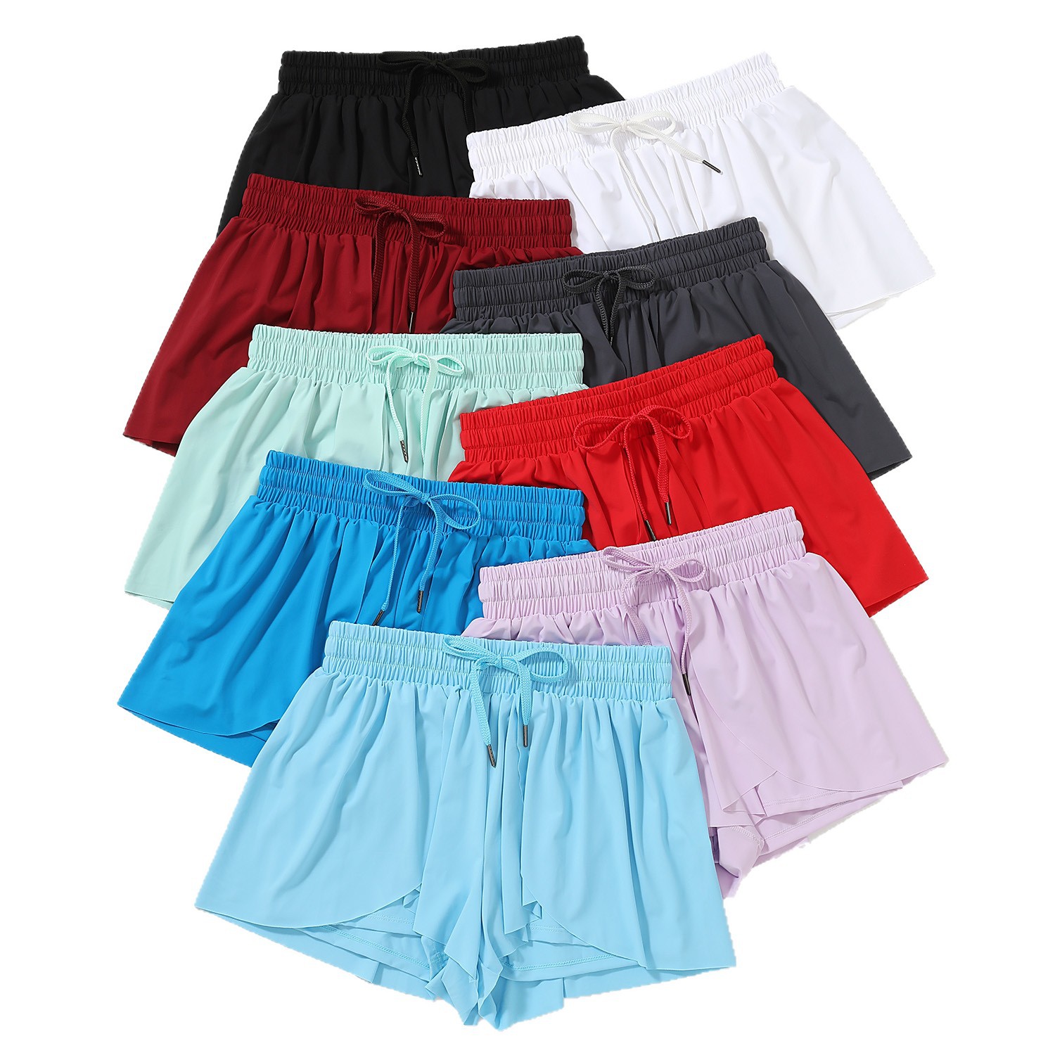 Sports Shorts Women's Elegant Shorts with Spandex Lining 2-in-1 Youth Butterfly Skirt Suitable for Fitness Running