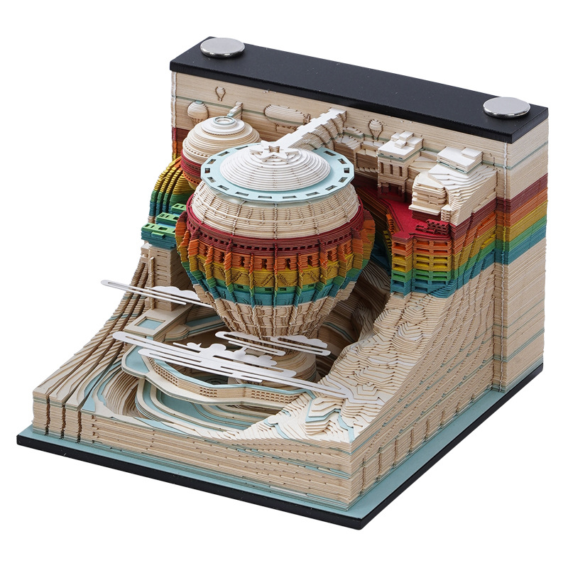 3D Paper Carving Comic Travel Stereo Note Book Art Can Be Hand-Teared with Embossed High-Value Sticky Note Desk Calendar Cultural Creation