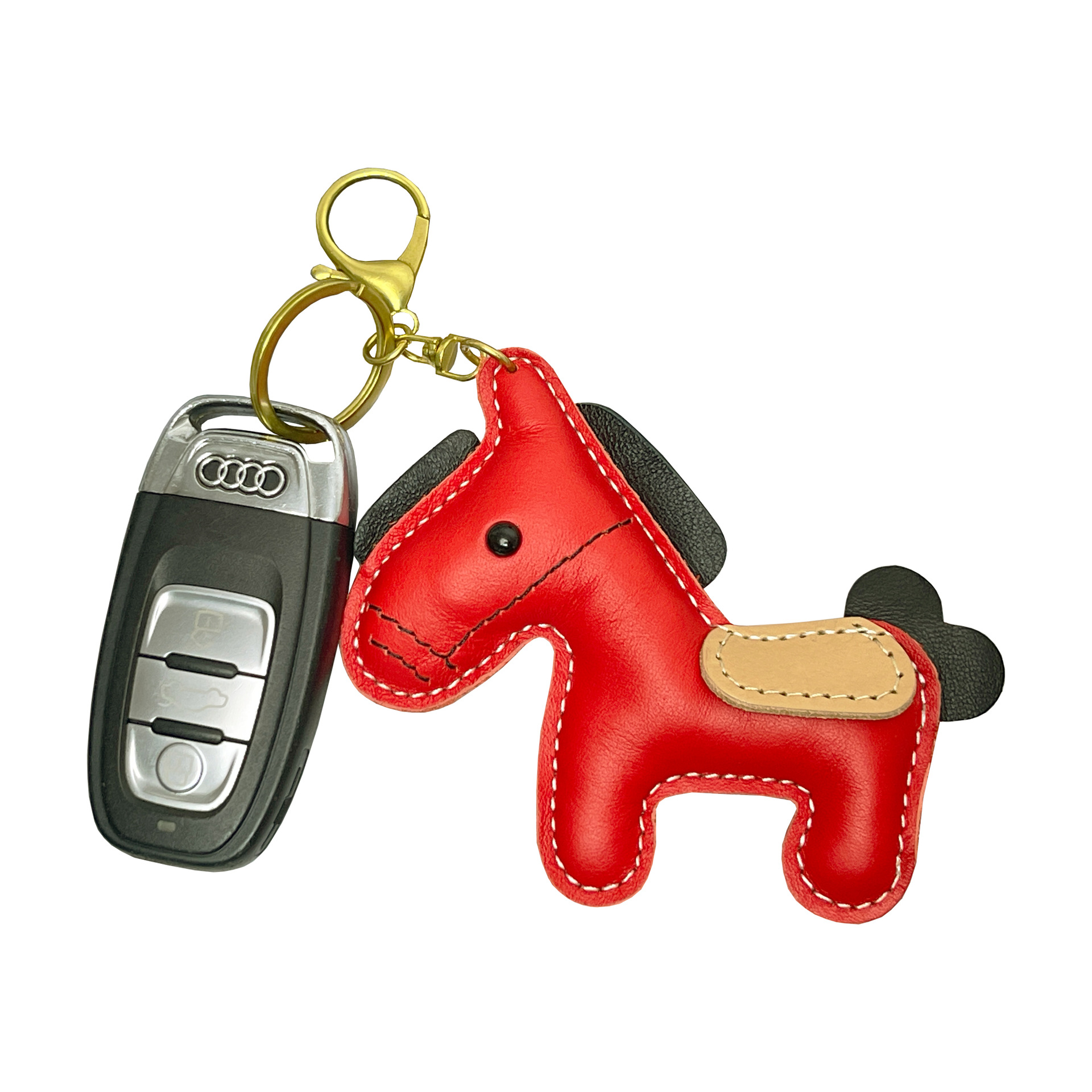 Trendy genuine leather pony pendant first layer cowhide all-match bag cute trendy car key pendant bag pendant