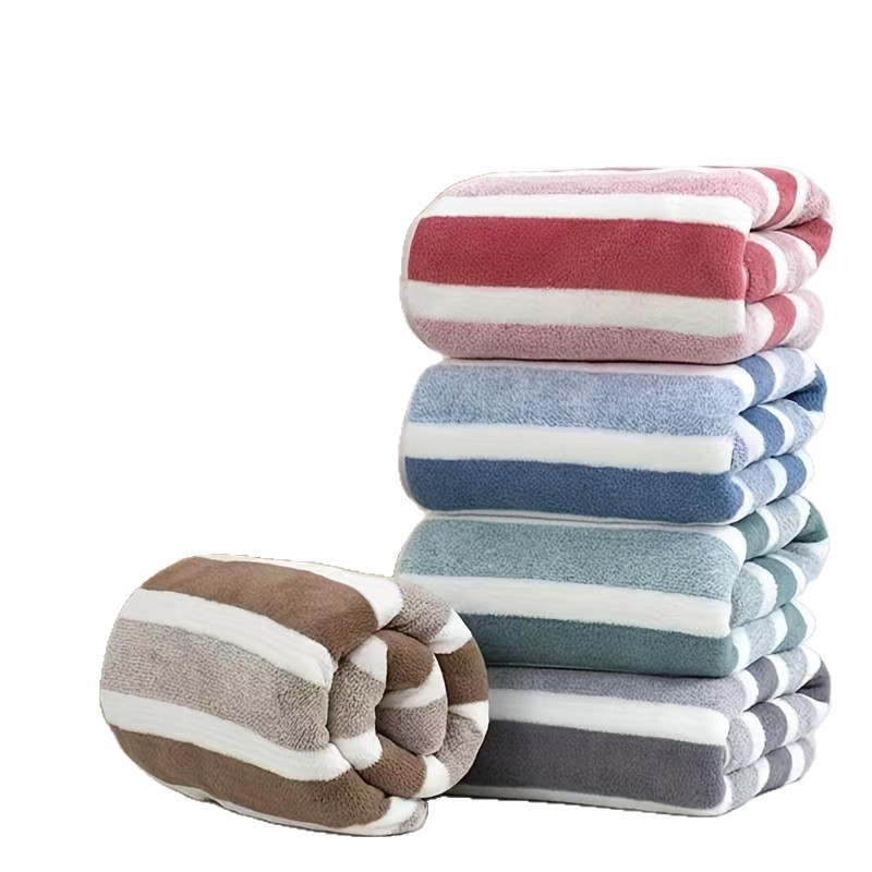 Cross-Border Cationic Coral Velvet Two-Color Wide Towel Bath Towel Set Soft and Absorbent Gift Supermarket Wholesale