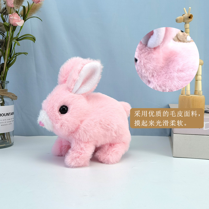 Electric Rabbit Toy, Realistic Animal Plush Toy That Can Bark and Walk, Children's Toy, Pet Doll, Wholesale from Street Vendors