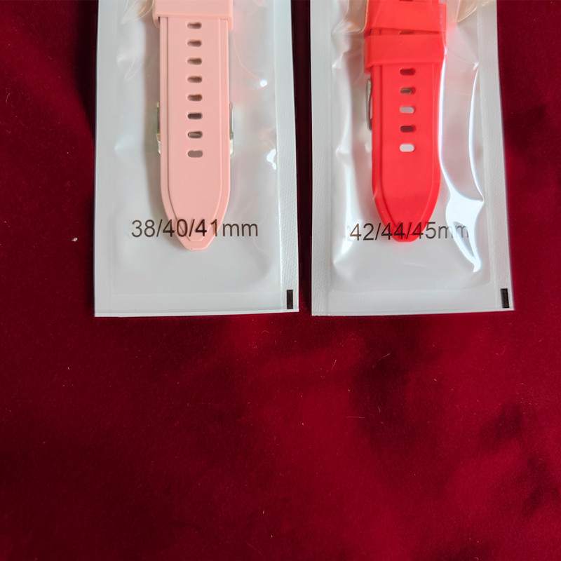 Apple Silicone Watch with Packing Bag Size Long Short White Pearlescent Film Yin and Yang Self-sealing Bag Factory Spot