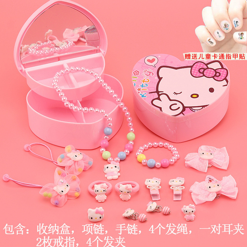 Children's Necklace Bracelet Jewelry Set Princess Elsa Cute Cartoon Girl Jewelry Gift Box Set Baby Accessories