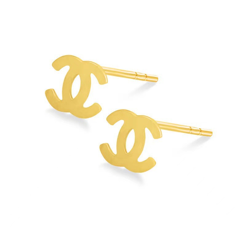 18K Gold Earrings Au750 Color Gold Popular Female Small Fragrance Heart Five-Pointed Star Snowflake Needle Earrings Factory Direct Sale