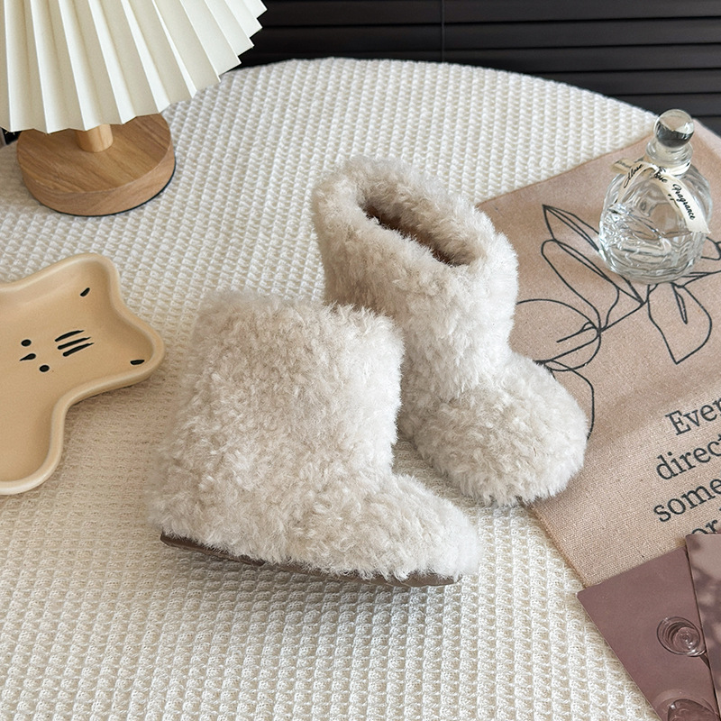 Women's Snow Boots Winter 2025 New Style Fleece-Lined Thickened Outdoor Thick-Soled Leather and Fur Integrated Warm Northeast Cotton Shoes for Women