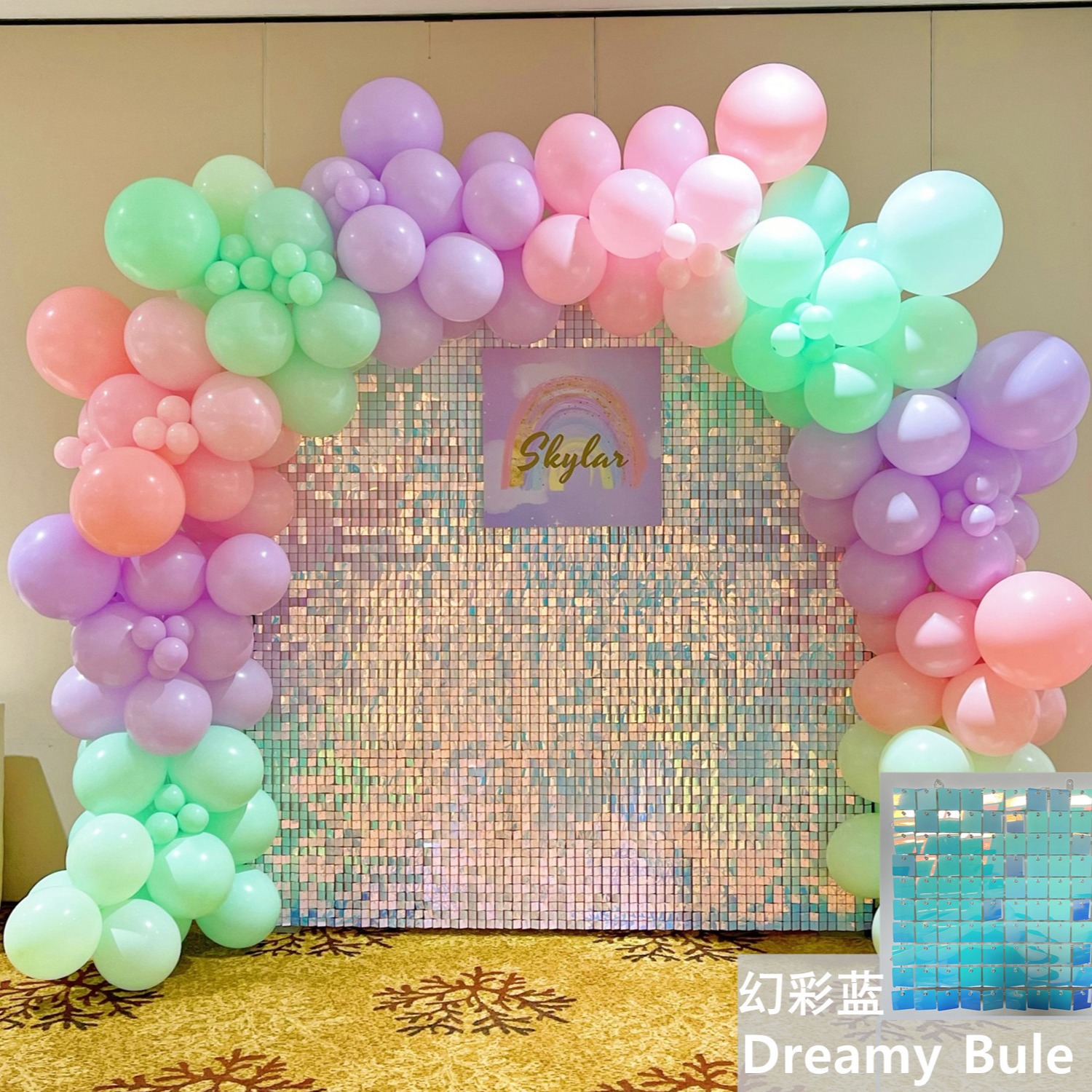 Wind-Driven Panel, Wind-Driven Buckle Panel, Birthday Party Background Wall, Fully Transparent Mesh Buckle-Type Installation Without Base Plate