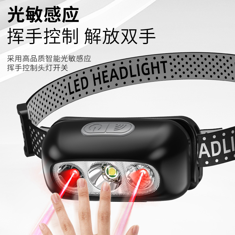 Headlamp Super Bright Long Endurance Charging Head-mounted Strong Light Induction Flashlight LED Night Fishing Light Endurance Lithium Battery