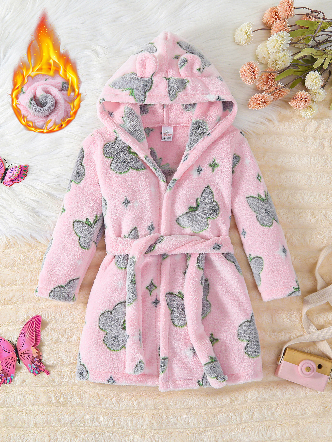 Foreign Trade Cross-Border Wholesale Dropshipping European and American New Style Boys' Plush Hooded Long-Sleeved Jacket Star Astronaut Flower