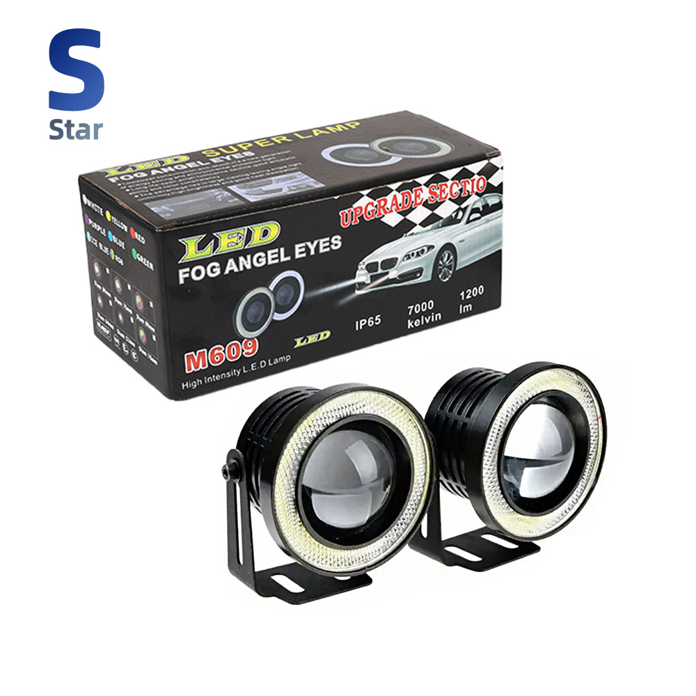 Cross-border General Motors Fog Lamp Dual Light COB Angel Eye Fog Lamp 89mm Modified LED Lens Fish Eye Daylight