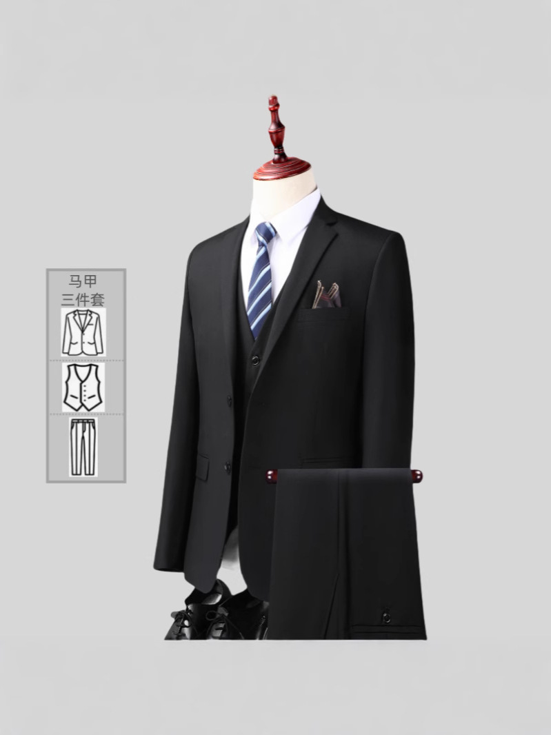 Suit Jacket Men's Korean Style Slim Fashion Professional Black Formal Suit Men's Casual Suit High-End