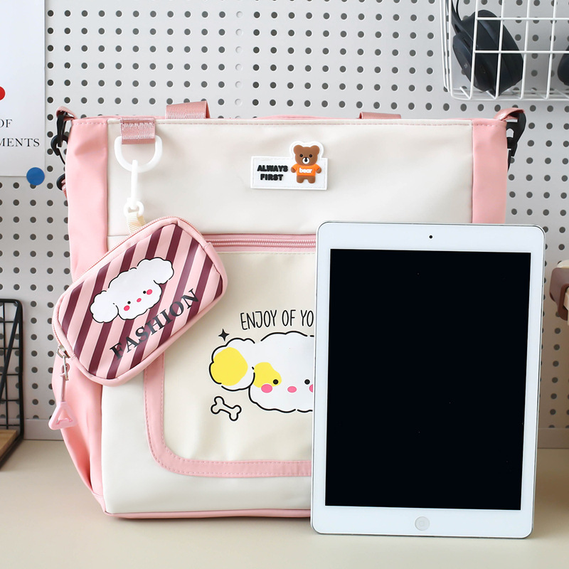 Cute Contrast Color Crossbody Bag Women's Small Fresh Style Girl's Large Capacity Shoulder Bag Student's Class Schoolbag Trendy Handbag