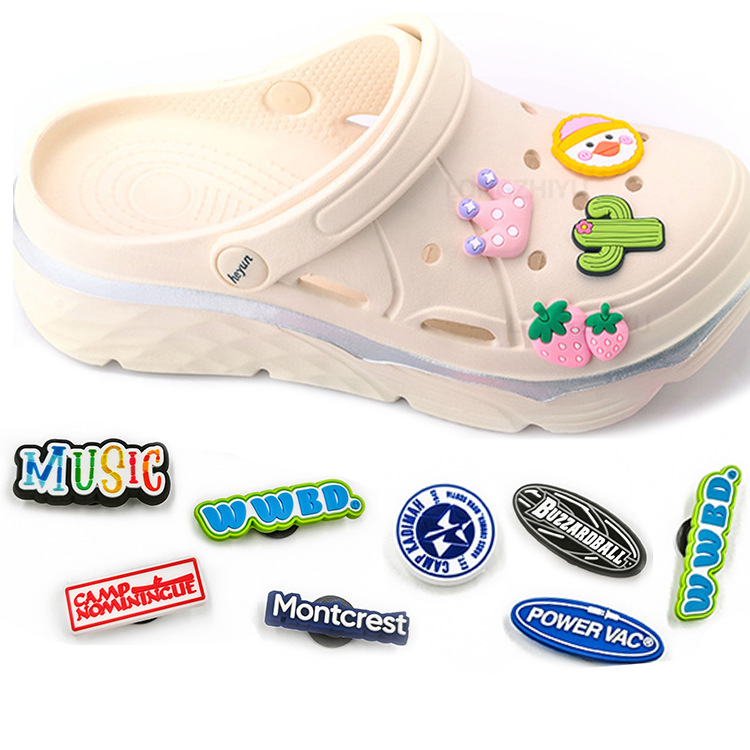 Export Pvc Letter Logo Shoe Flower Creative Shoe Decorative Shoe Buckle Boys and Girls Hole Shoes Removable Accessories