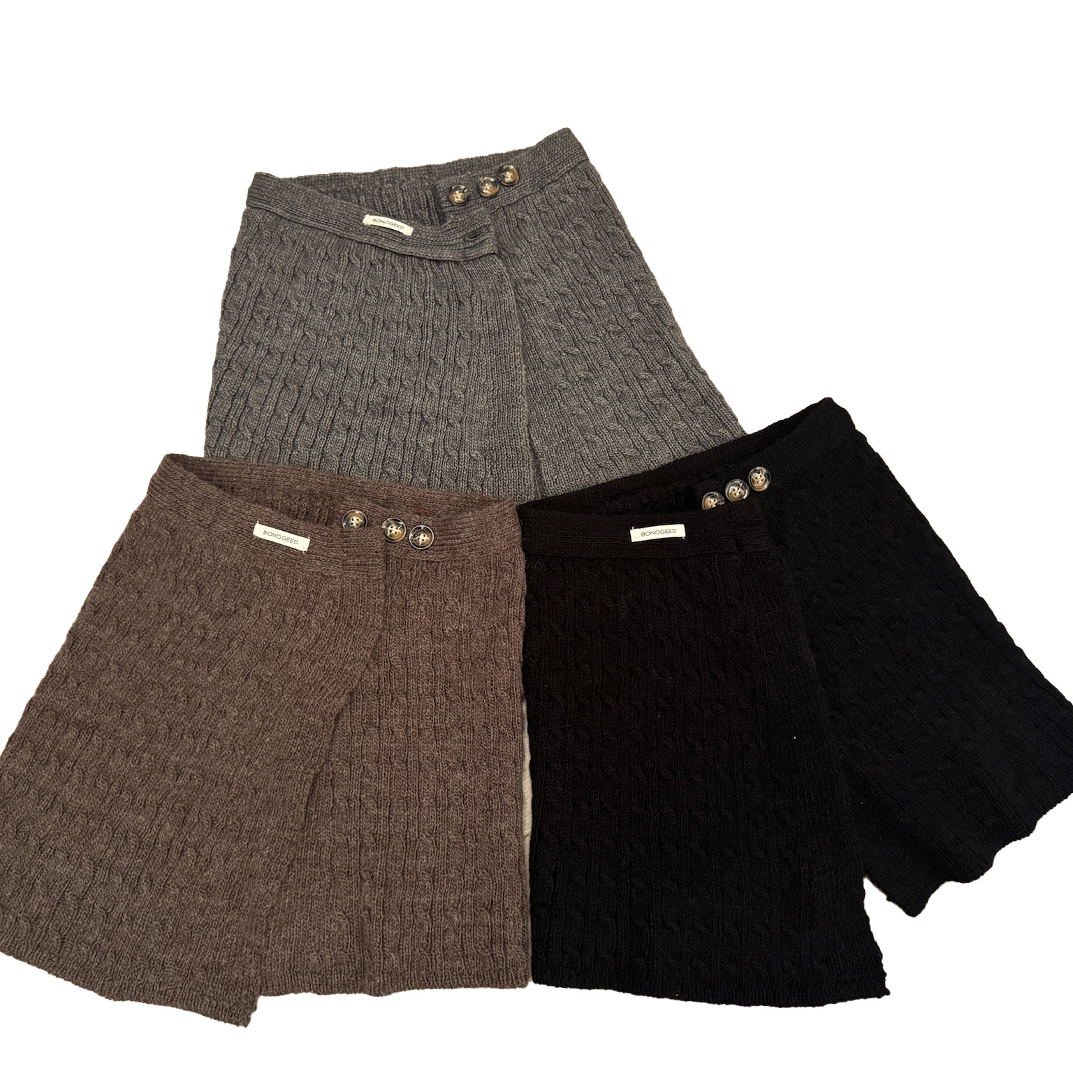 Spring and Autumn Solid Color Cable Knit Skirt Curtain Korean Style Ins Wind Knitted Tie Waist Niche Layered High-End Skirt Curtain