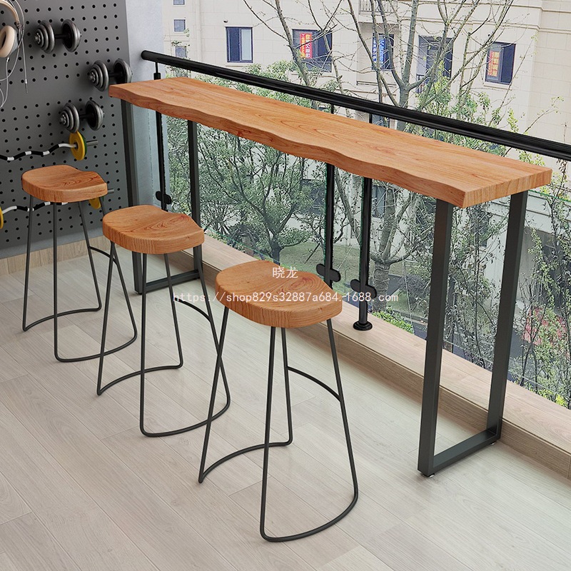 Xiaolong Long Table Balcony Wall Bar Table Table and Chairs Solid Wood Color Table B&B High-Legged Home Combination Bar Leisure