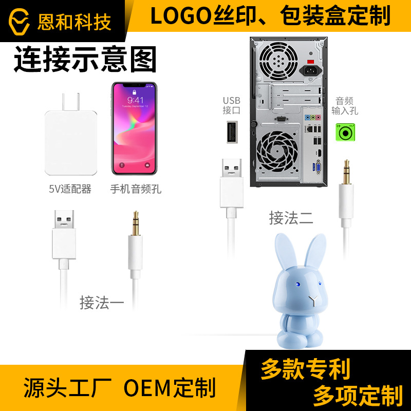 Enhe Computer Wired Small Speaker Cute Cartoon Creative Bluetooth Speaker Notebook Desktop Neutral Speaker