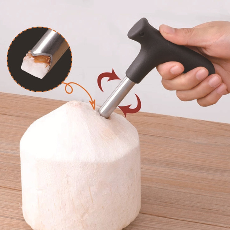 Spot supply stainless steel coconut opener coconut hole opener coconut green shell opening tool convenient coconut drilling lid opener
