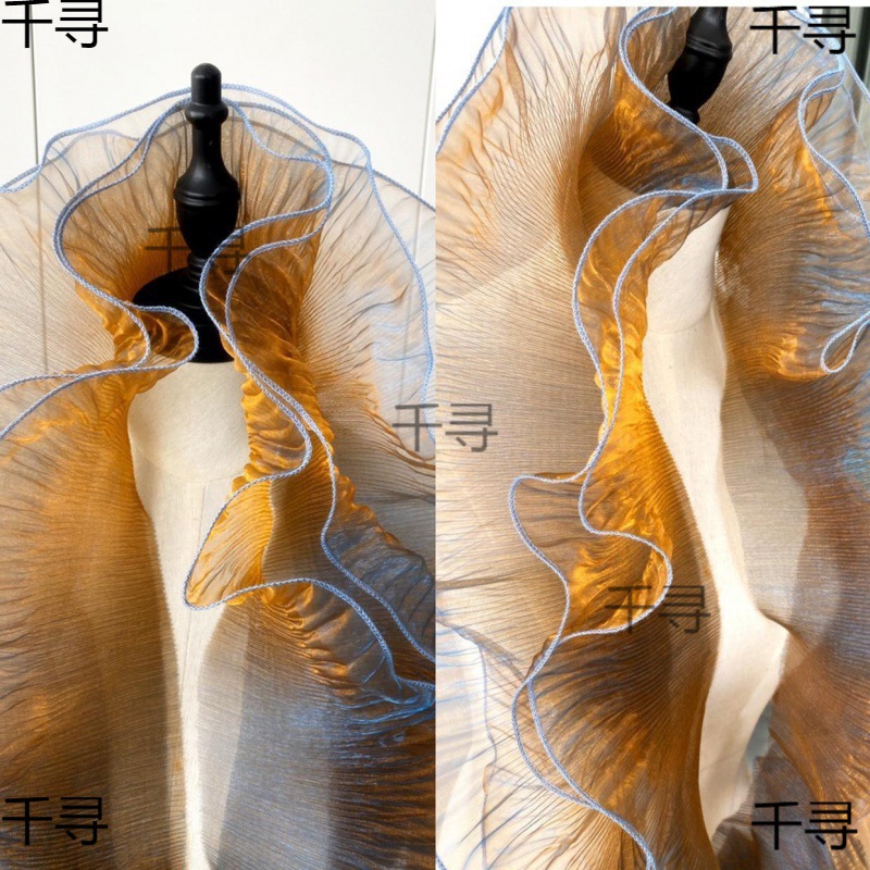 Кружевная пряжа 1.0м, органза, волнистый дизайн, платье для больших дизайнеров