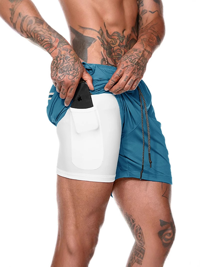 New Sports Shorts Men's Summer Running Training Quick-Drying Double-Layer Shorts Camouflage Training Fitness Pants Cross-Border Supply