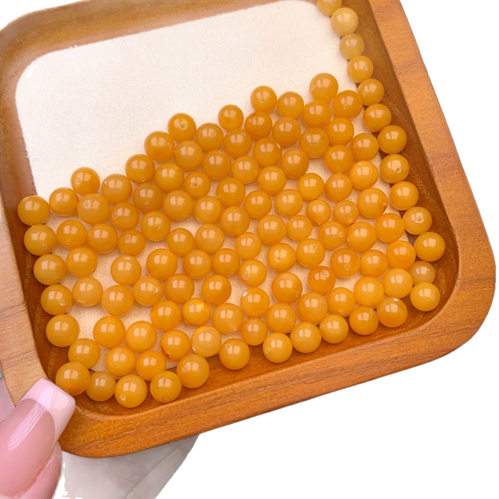 Natural Russian Beeswax Old Honey Round Beads Loose Beads Cultural Accessories with Rich and Full Wax Bracelets Wholesale