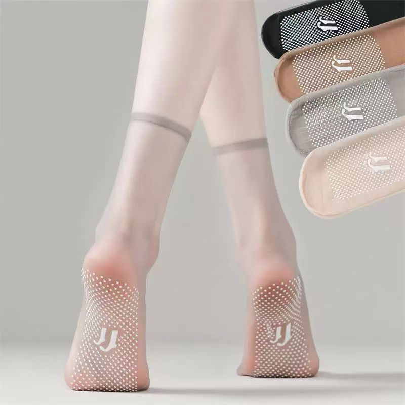 Summer Anti-Slip Stockings for Women, Summer Thin Transparent Mid-Tube Women's Short Stockings, Anti-Snagging Foot Massage Socks Wholesale