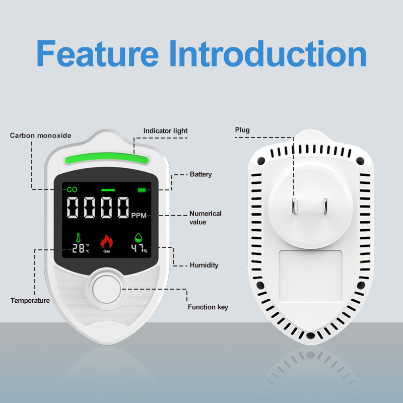 Gas Temperature and Humidity Co Four-In-One Wall Plug Detector Combustible Gas Leakage Carbon Monoxide Concentration Monitoring Instrument