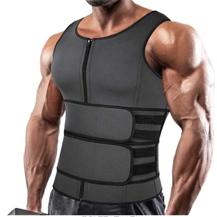 Кросс-бордерный жилет с двойным поясом для мужчин, усиленный неопрена, спортивный топ с молнией