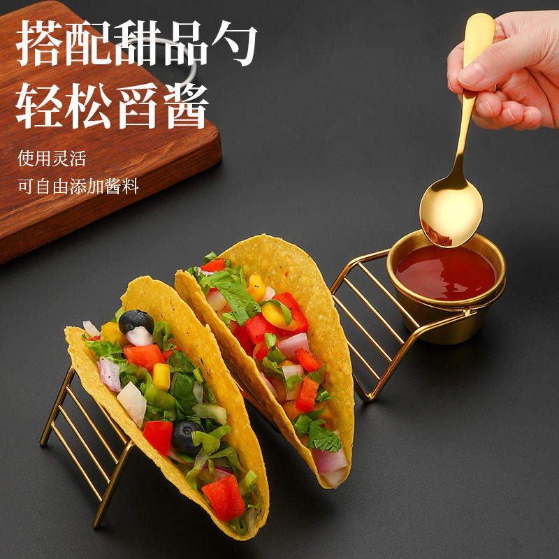 Cross Border 201 Stainless Steel Burrito Rack With Sauce Cup Taco Holder Pancake Rack Tacos Rack