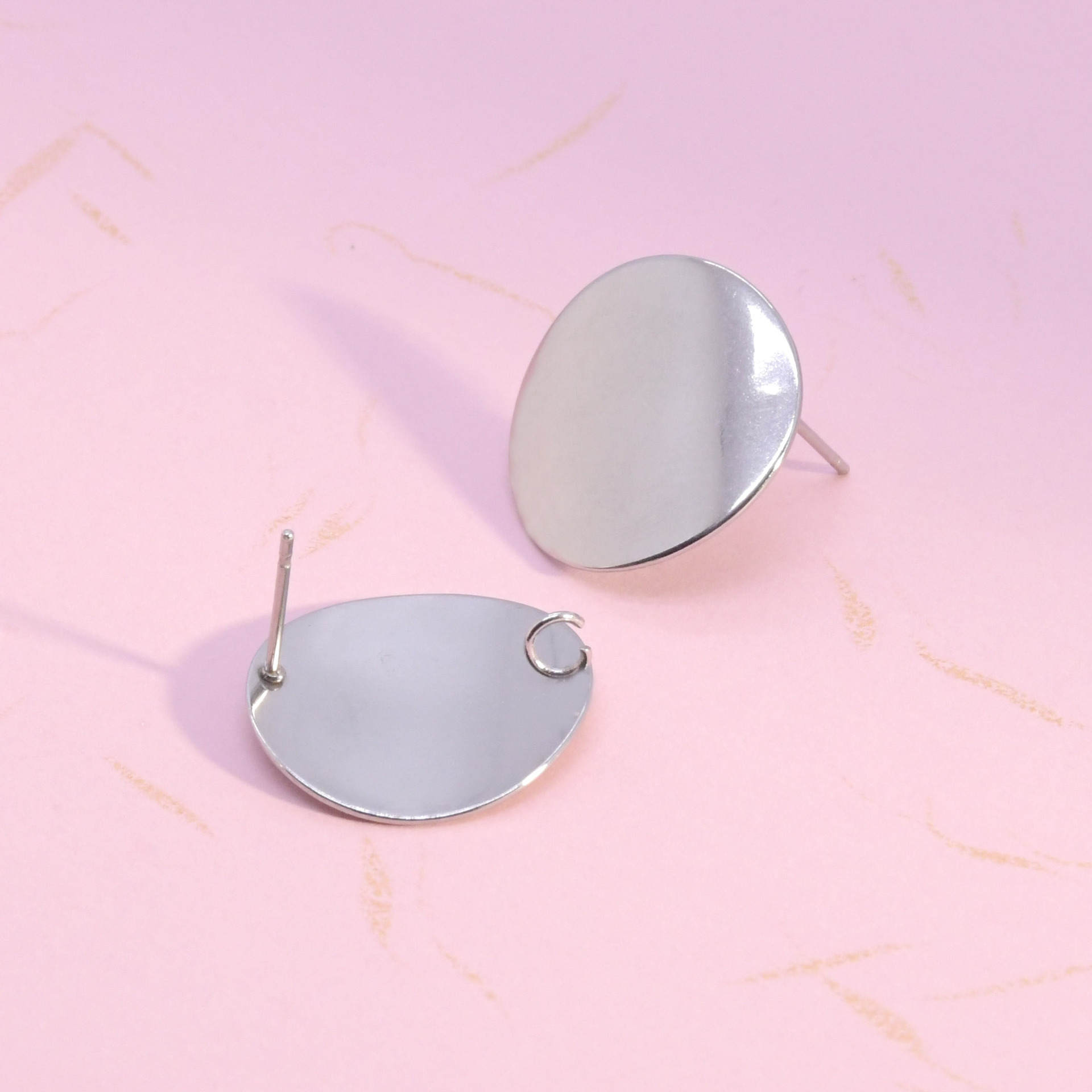 Hot Selling DIY Oval Piece Geometric Earrings Empty Bottom Oval Smooth Stainless Steel Jewelry Accessories Ready for Sale