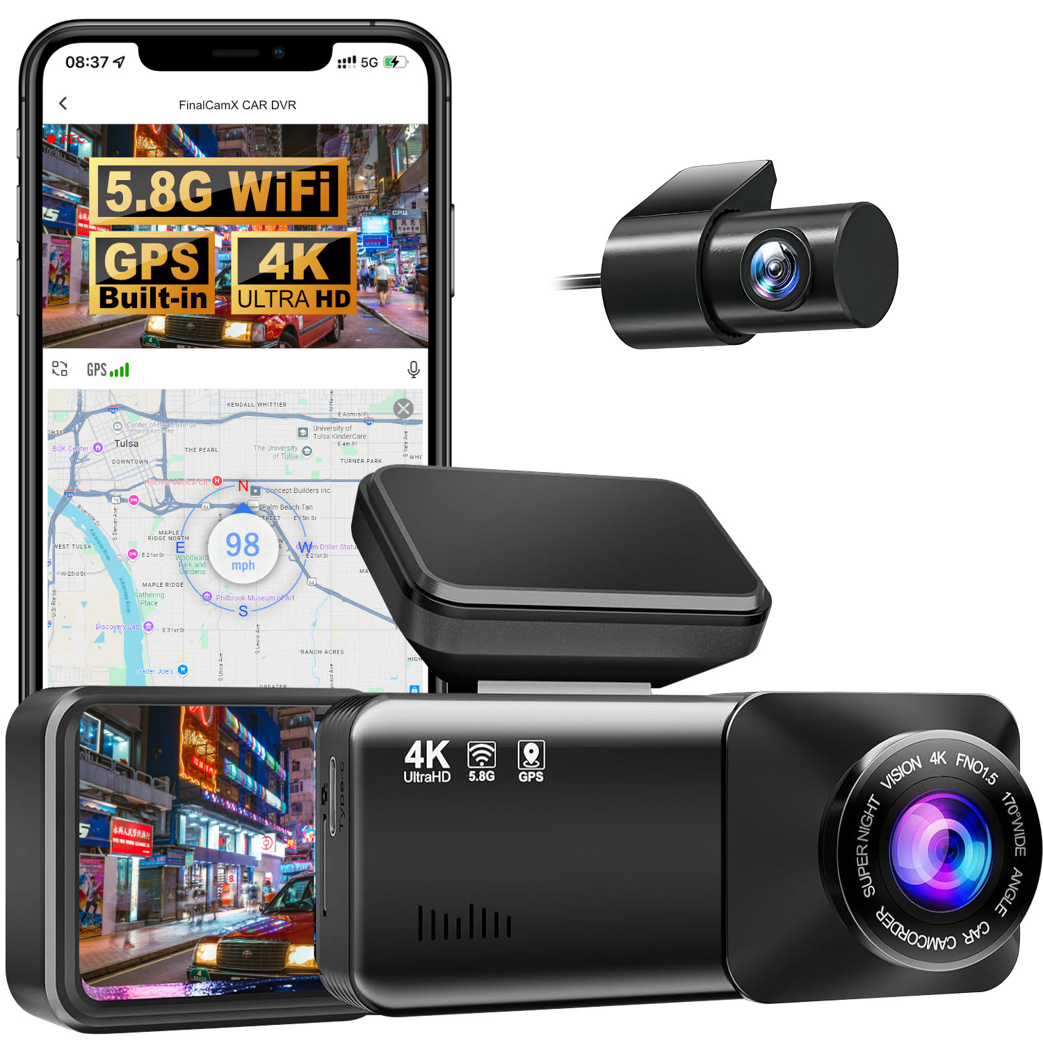 2025 New Temu Amazon Cross-Border Driving Recorder Night Vision Hd 4K 5Gwifi Dash Cam