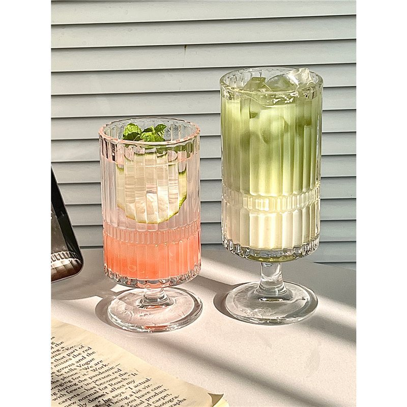 Juice Goblet Ins Milkshake Cup Glass Drink Cup Cold Drink Dessert Cup Coffee Female High-Looking Sparkling Water Cup