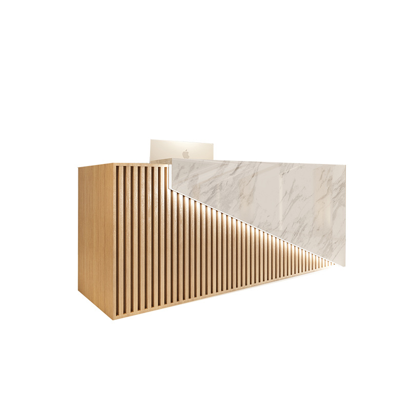 Cashier Bar Accessible Luxury Beauty Salon Nail Shop Company Modern Simple Solid Wood Office Front Desk Cabinet Reception Desk