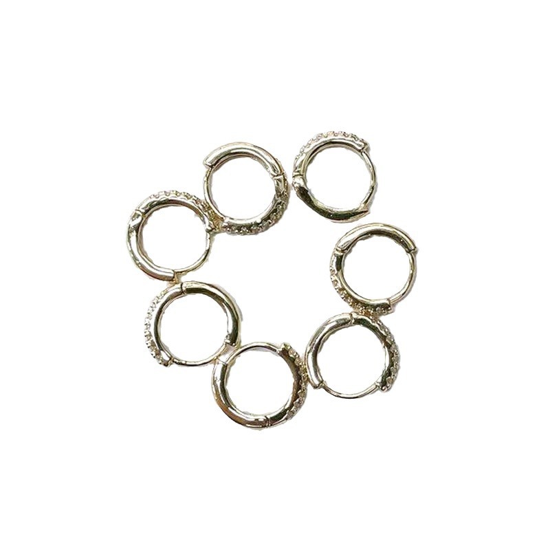 Row diamond ear buckle personalized sleep without picking earrings diamond circle earrings earrings men and women Internet celebrity thin earrings all-matching