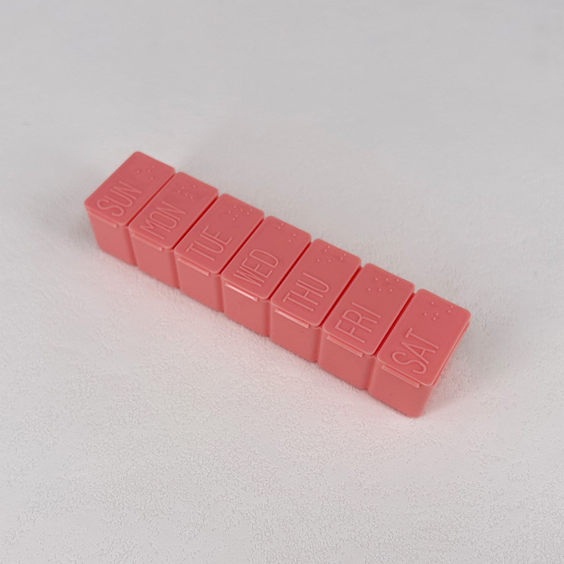 Portable Weekly Seven-compartment Pill Box Strip Type Carry-on Weekly Seven-day Pill Box Seven-compartment Pill Storage Box in stock