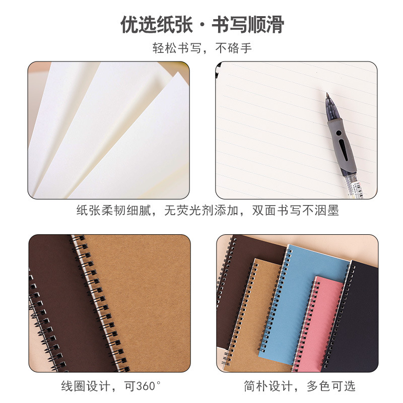 Kraft Paper Coil Notebook Wholesale Thickeneded Retro Simple Notebook Ready for Printing Corporate Logo Advertising