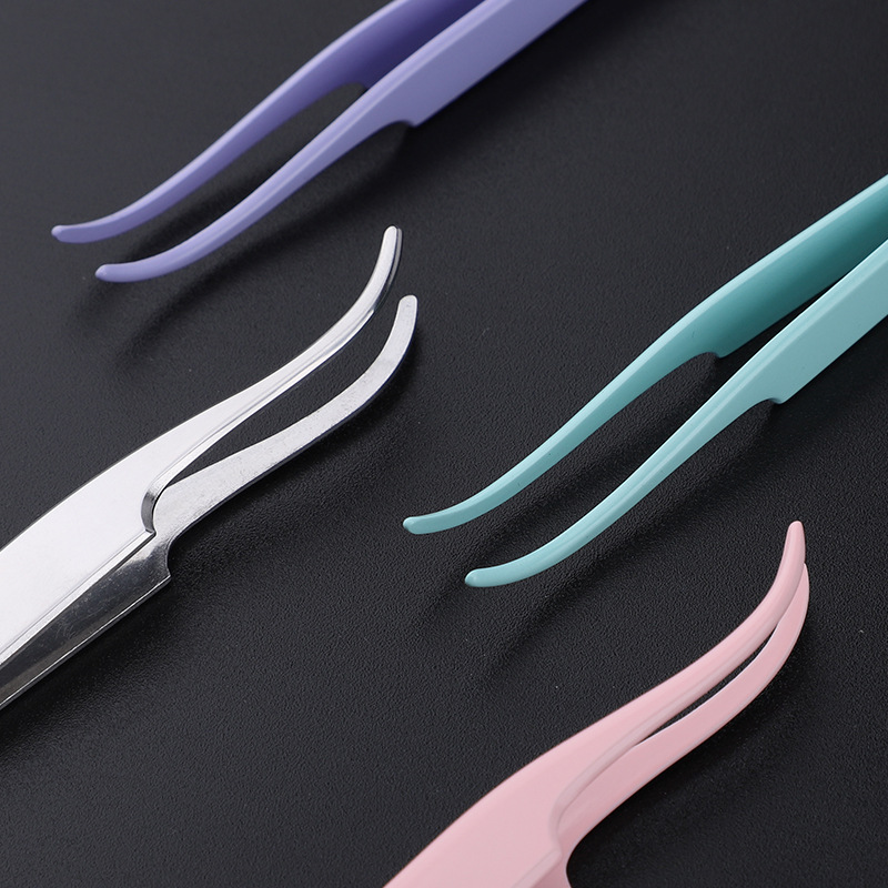 False Eyelash Tweezers Stainless Steel Self-grafting Blooming Tweezers Sticker Double Eyelid Sticker Portable Beauty Tools Dolphin Clip