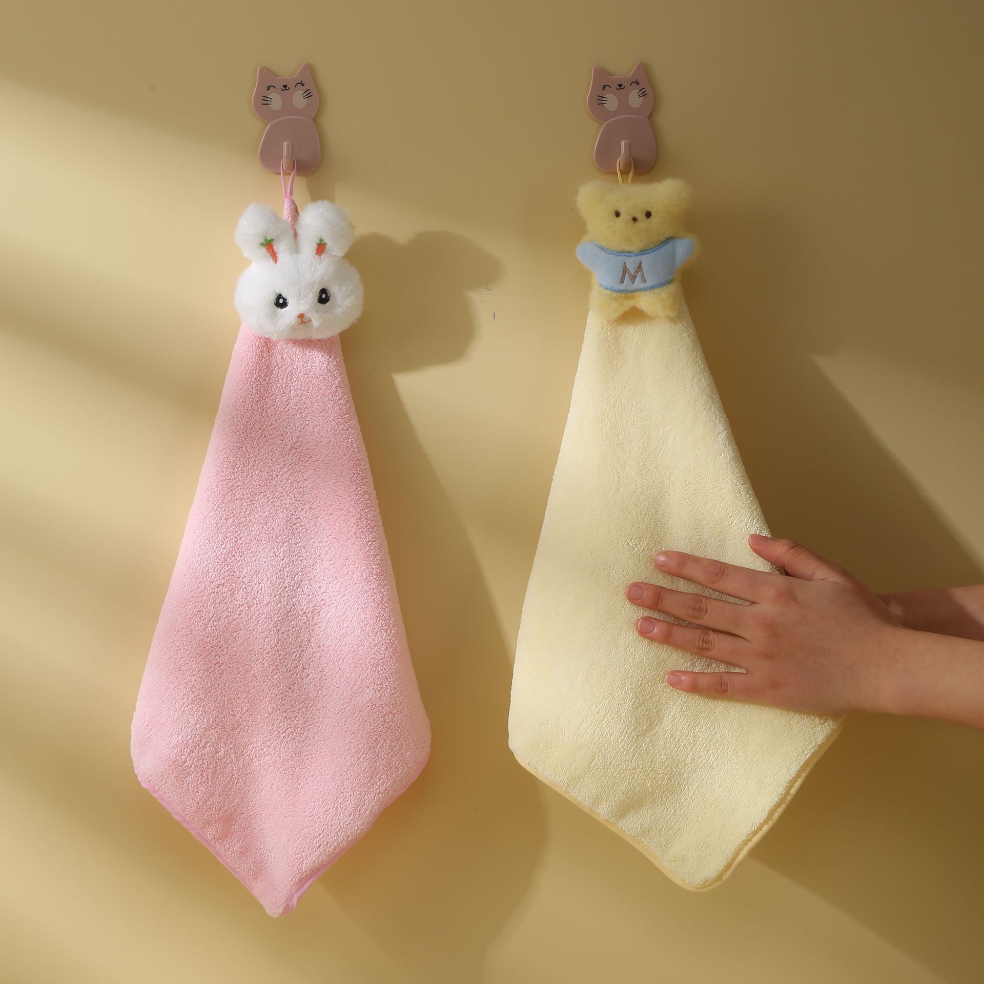 Hand Towel Coral Fleece Hanging Cartoon Doll Square Towel Household Children Hand Towel Gift Box Gift Accompanying Gift