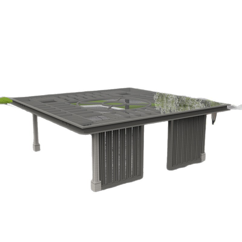 New Chinese-Style Villa Pavilion Outdoor Courtyard Aluminum Alloy Flat-Top Glass Pavilion Sunshade Garden Park Landscape Pavilion