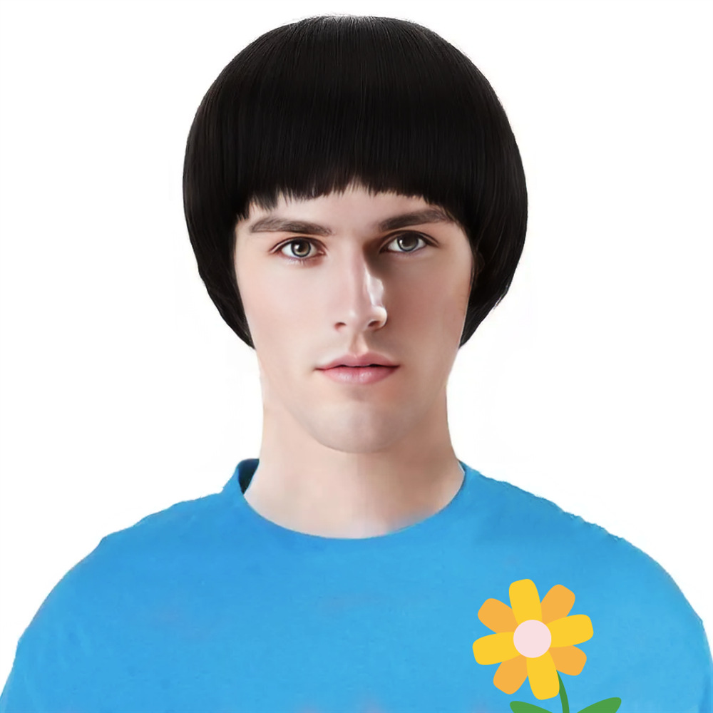 Новый парик для мужчин аккуратная челка короткие волосы головной убор европейская и американская торговля механизм полный парик первая генерация волос