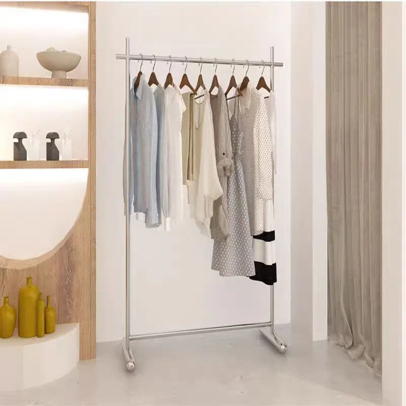 Stainless Steel Clothing Display Rack Island Display Rack Studio Women's Clothing Floor-Standing Clothes Hanger Clothing Store Display Rack