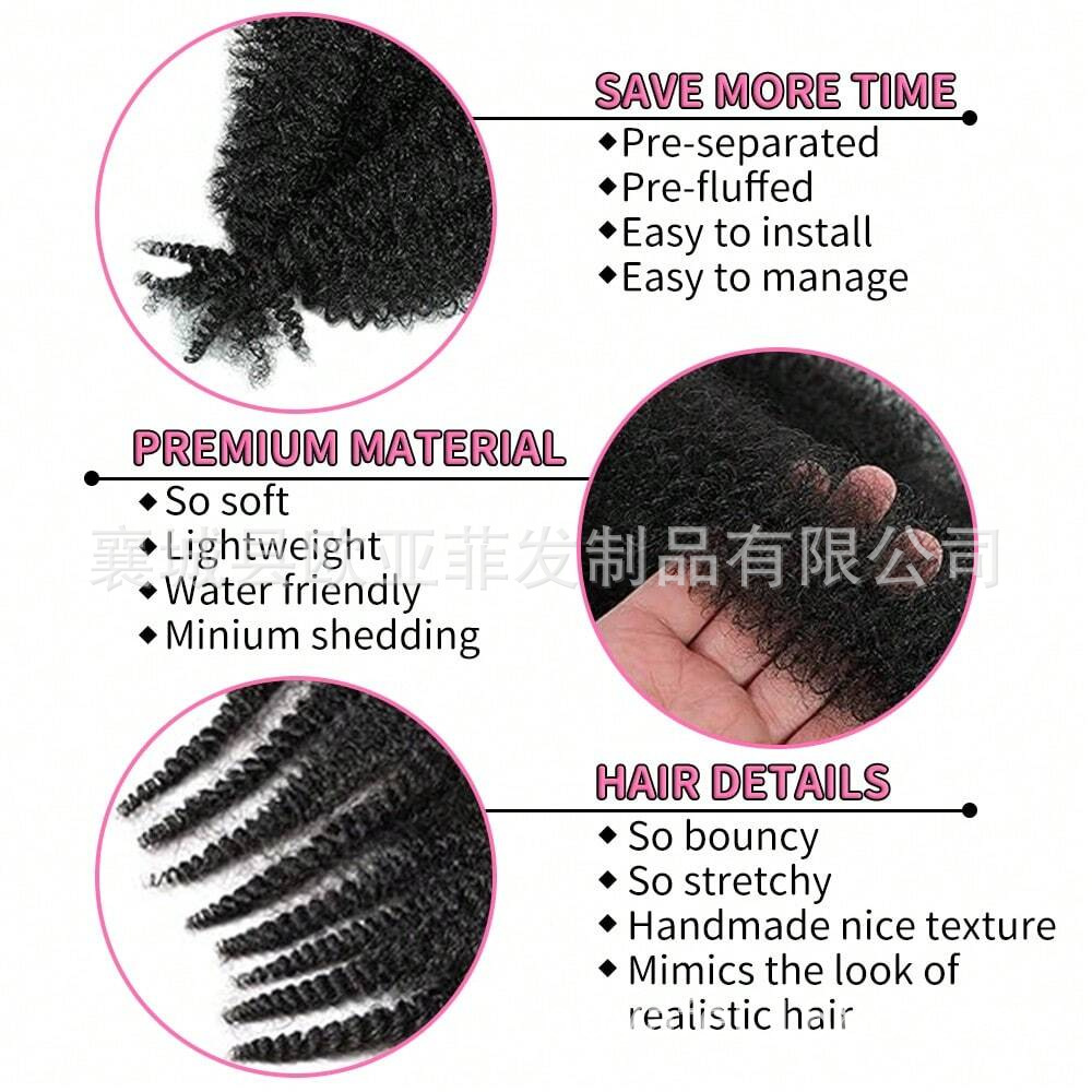 African Hand-Torn Caterpillar Wig Chemical Fiber Long Curly Hair Springy Afro Twist Fluffy Crochet Hair