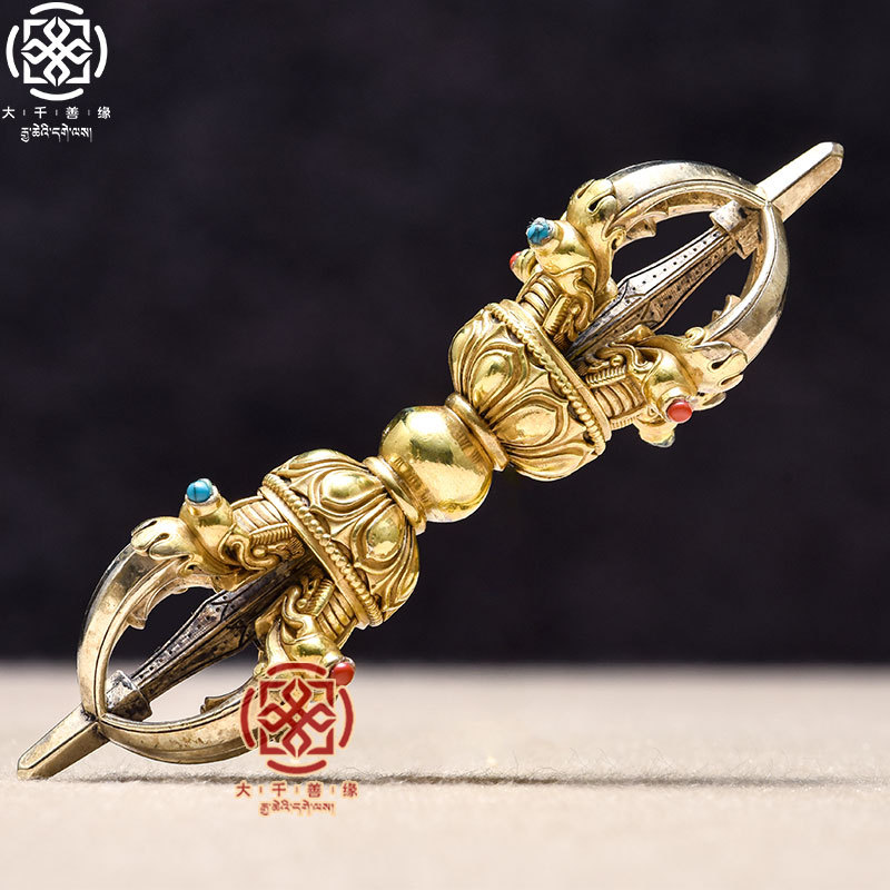 Dqsy Nepal Imported Pure Handmade Copper Five-Strand Vajra Bell and Pestle Handheld Bell