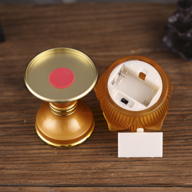 New Coloured Glass Lotus Lantern Buddha Lights Home Battery Buddha Lights