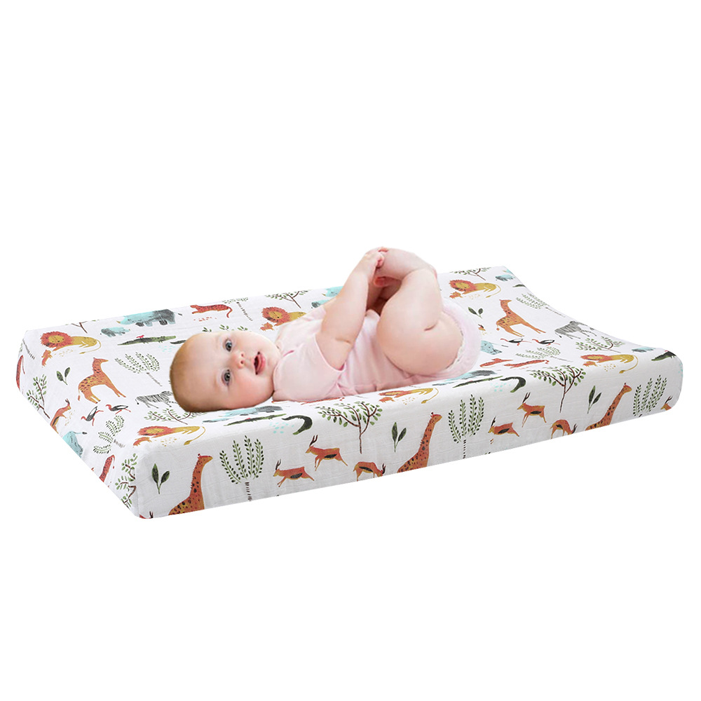 Cross-border baby care table changing cover diaper changing table printed cotton yarn changing cover removable cloth cover