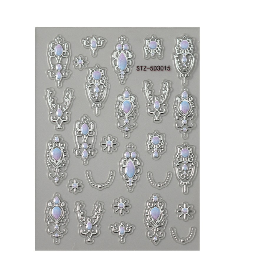 Cross-Border New Craft Nail Art Stickers Ins Embossed Stereo 5D Retro Baroque Palace Style Luxury Nail Stickers