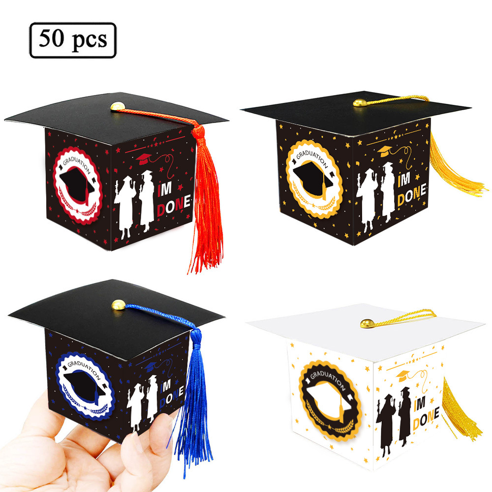 New Graduation Party Carton Celebration Graduation Season Gift Packaging Box Bachelor Hat Tassel Candy Box Ornaments