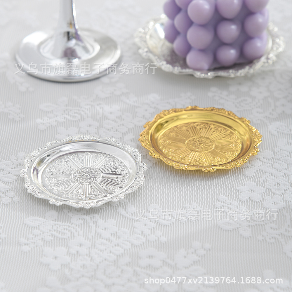 New Metal Silver-Plated Mini Snack Plate, Snack Plate, Dried Fruit Plate, Tasting Plate, Cup Cake Plate Display Stand, Luxury