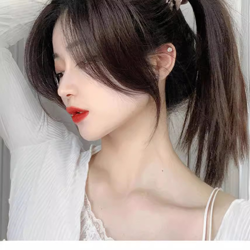 3d eight-character bangs wig female real hair natural forehead fake bangs head hair patch covering white hair wig