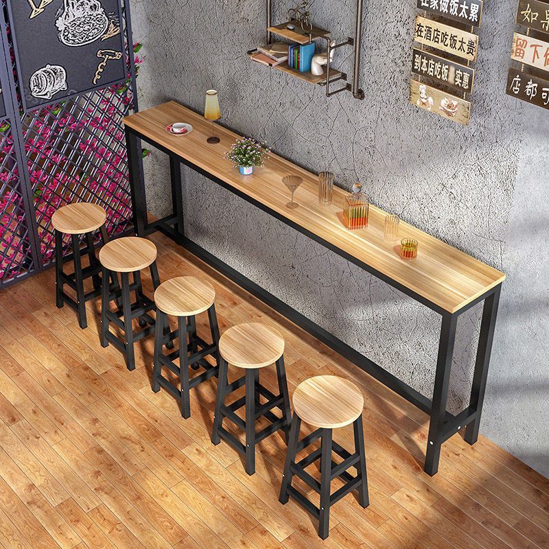 Simple Wall-Mounted Bar Table, Commercial Narrow Table, Home Long Table, Milk Tea Shop Table and Chair Combination, High Bar Chair
